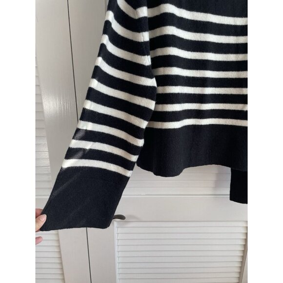 J. Crew Womens Chunky Crewneck Black White Sweater in Supersoft Yarn Size L, NWT - Picture 2 of 9